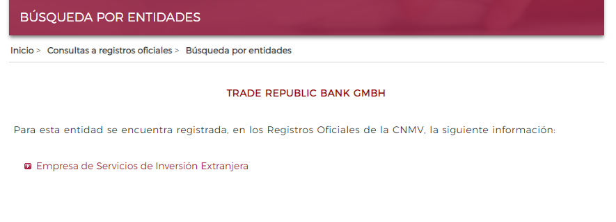 Trade Republic está registrada en la CNMV